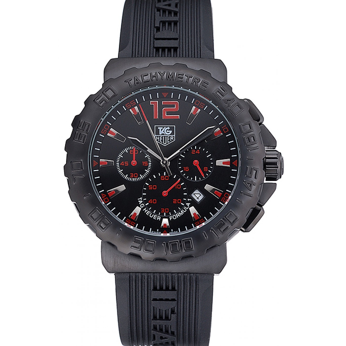 Tag Heuer Formula 1 Chronograph Black Dial Black Bezel Red Numerals 622408